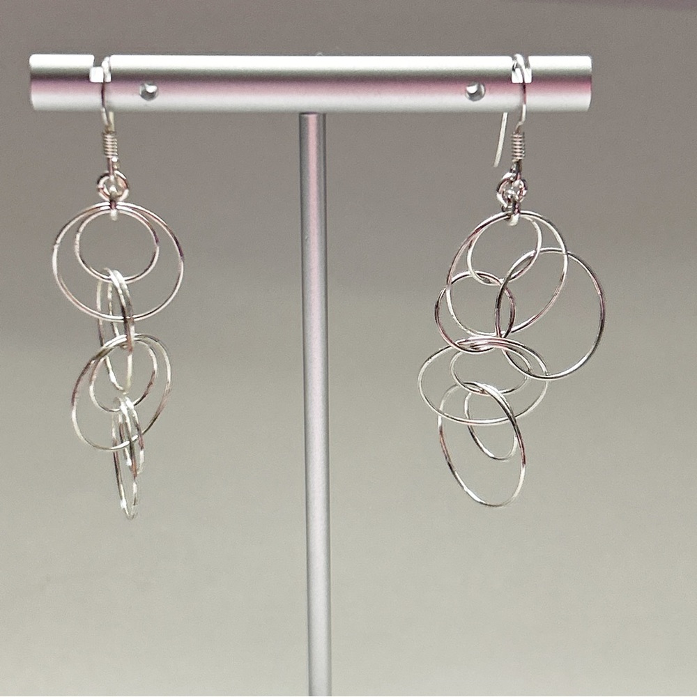 Sterling Silver Eight Circle Dangling Earrings